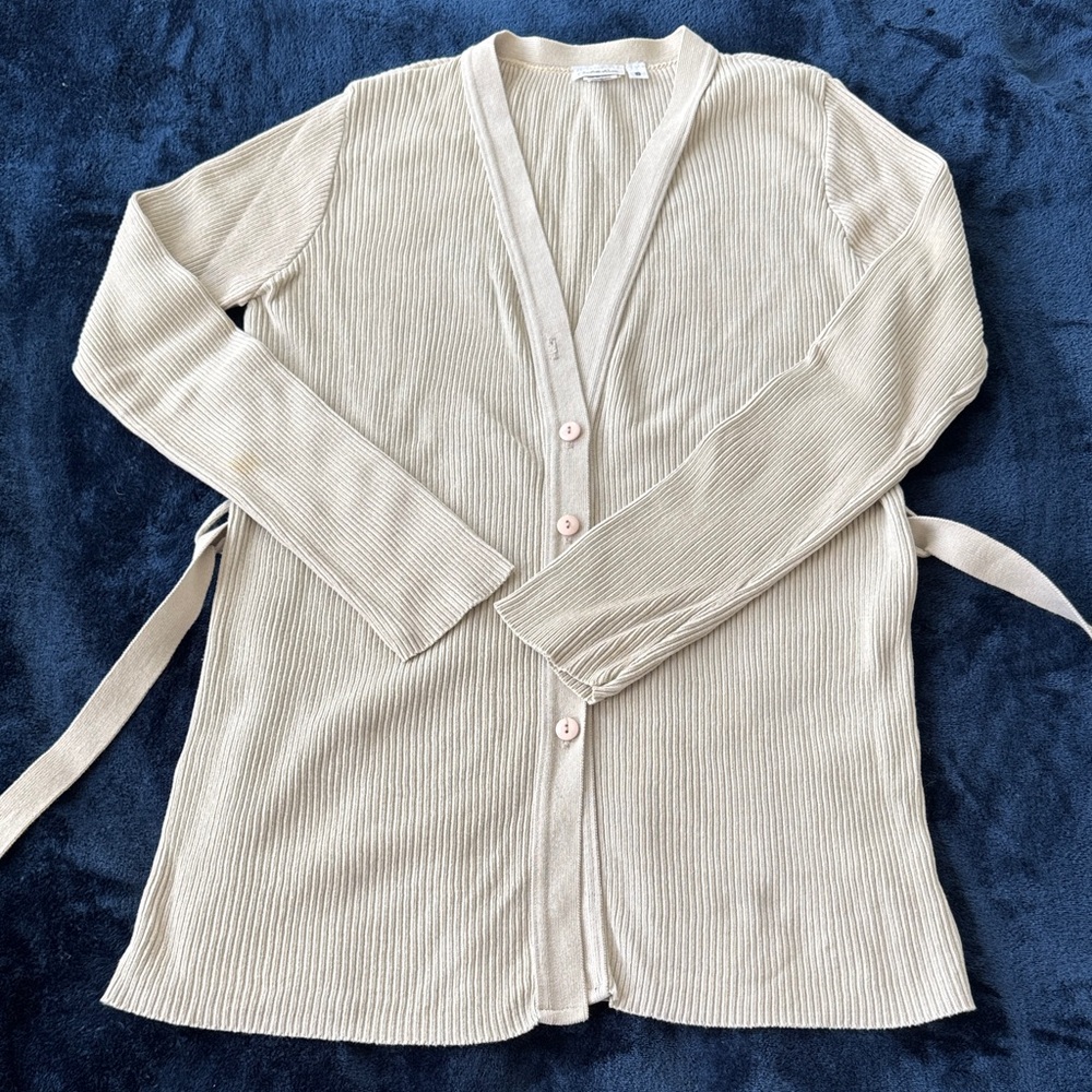 Charlotte Russe Beige Ribbed Cardigan